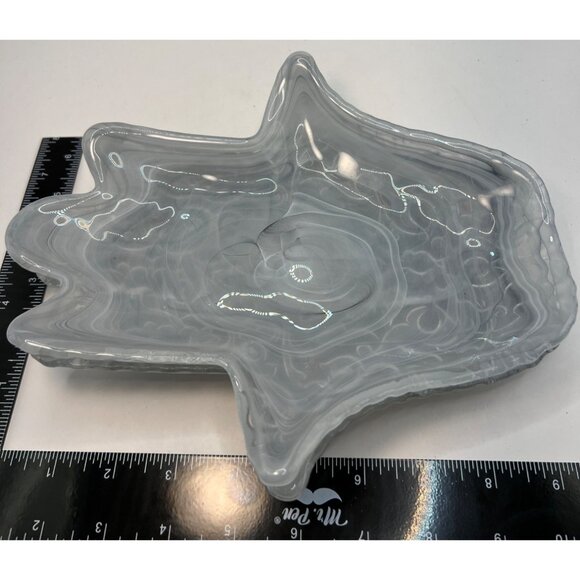 2 Gray and White Glass Swirl Stacking Dishes - Picture 3 of 8